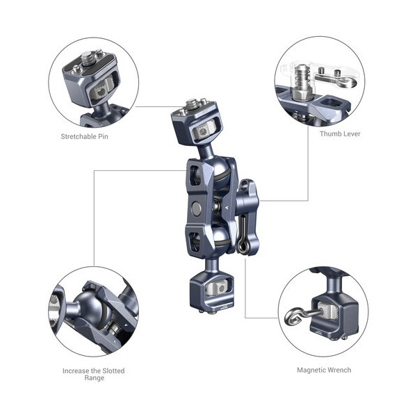 3873 - Articulating Arm with Dual Ball Heads (vis 1/4"-20)